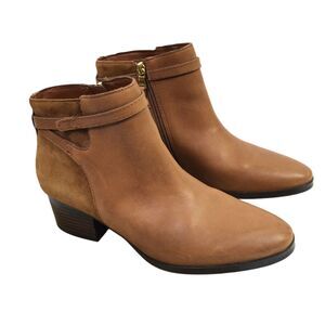 Lauren Ralph Lauren Womens Damara Ankle Boots Leather Suede Mix Brown Size 9.5B